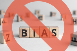 The word BIAS in blocks with a red "no" symbol across it