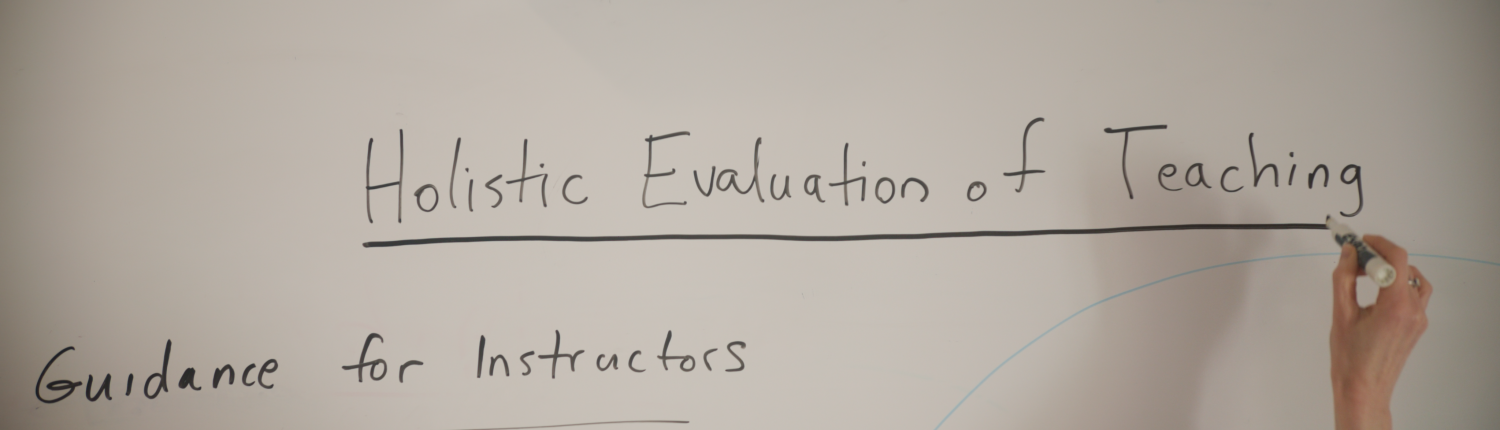 Image of White Board with the words Holistic Evaluation of Teaching
