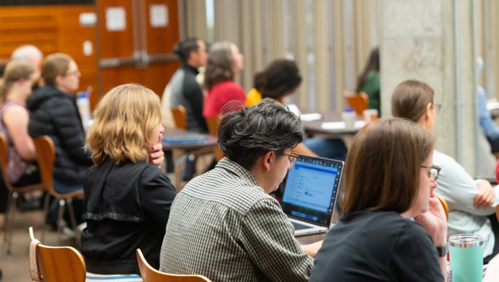 Photo of instructors on their computers