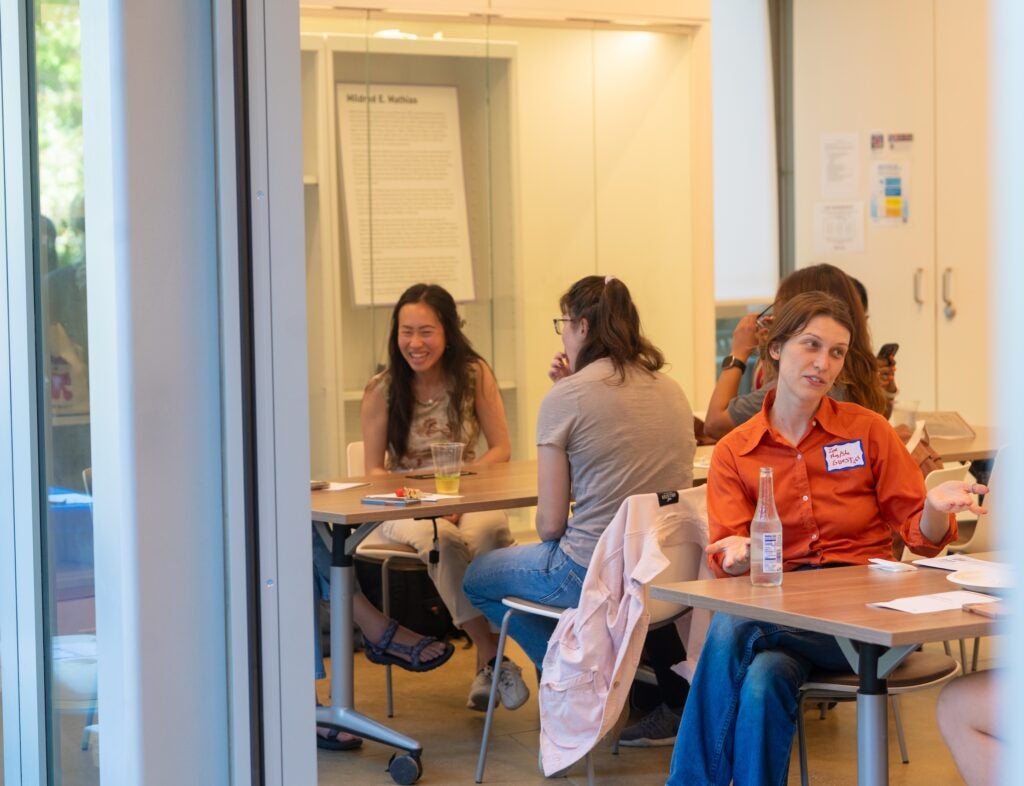 Students in a room talking