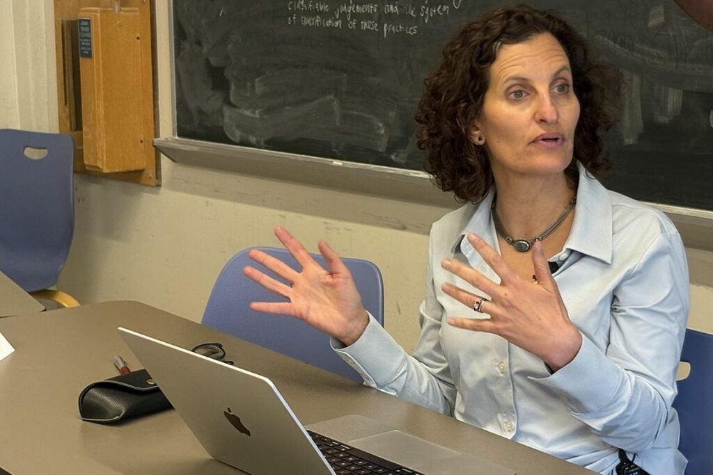 Abigail Saguy in a classroom