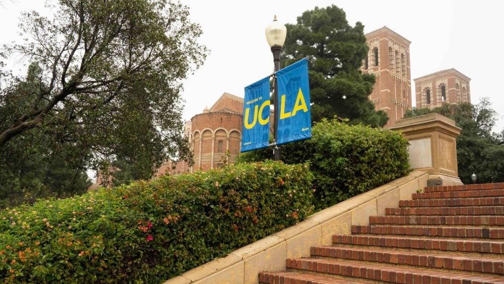 Photo of a UCLA banner on campus