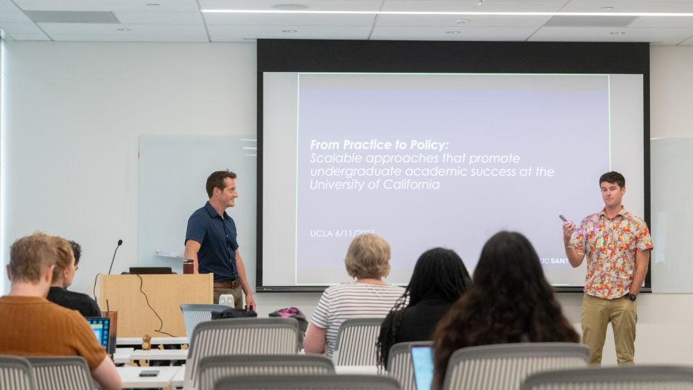 Photo of lecturer delivering presentation