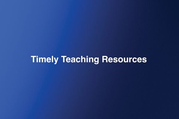 Blue banner reads Timely Teaching Resources