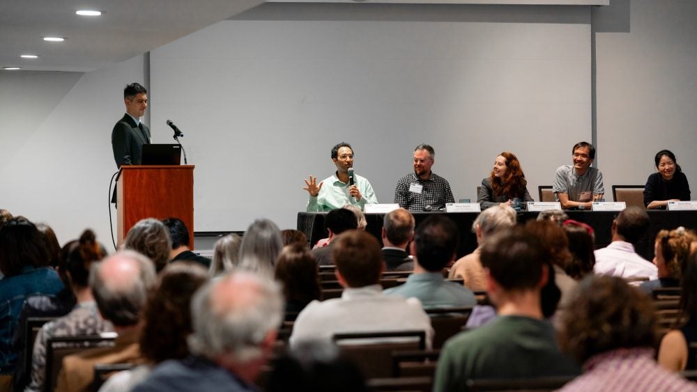 Kem Saichaie moderates the faculty panel discussion, “Will AI Make Us Better Teachers?”