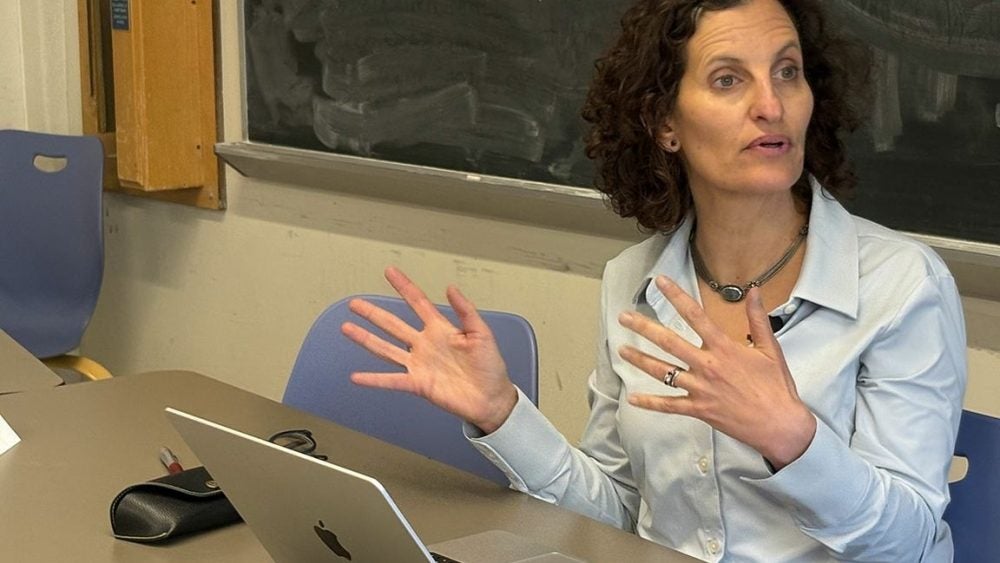 Abigail Saguy in a classroom